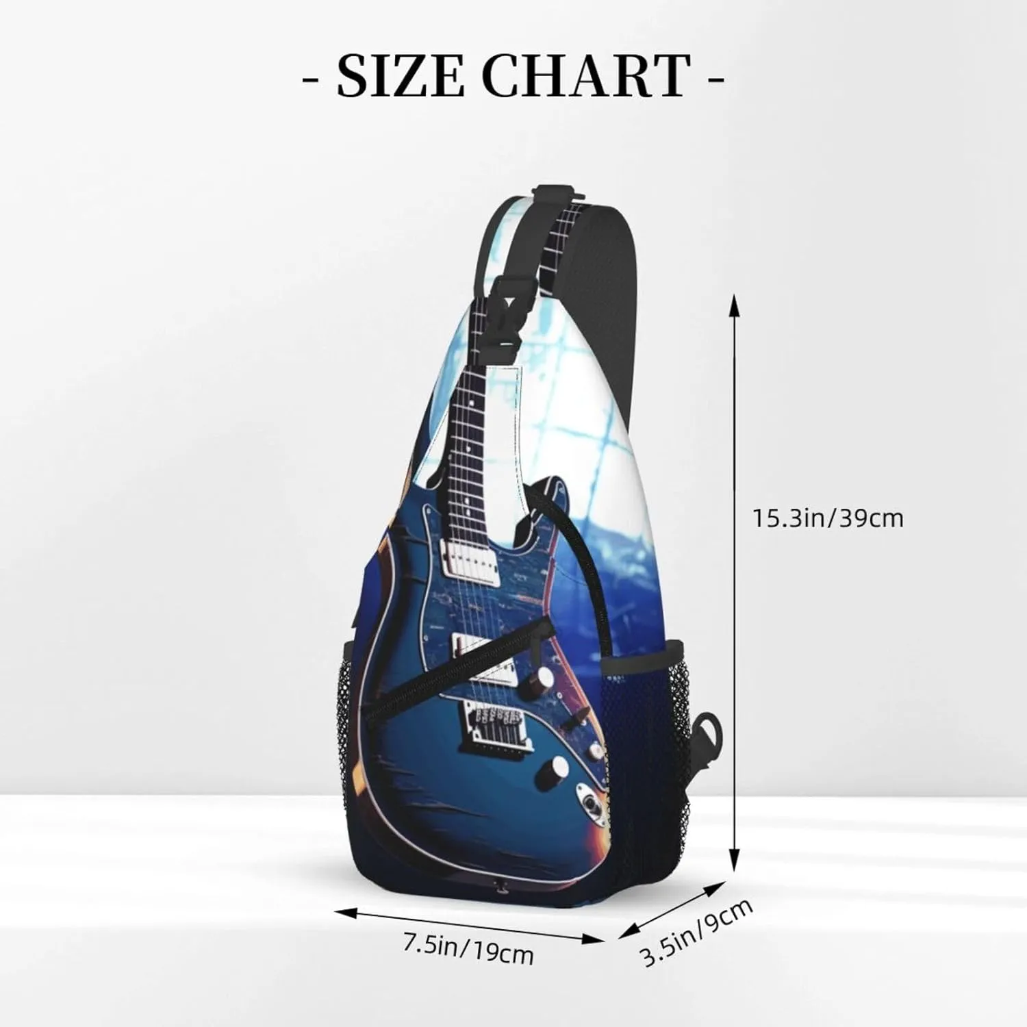Cross Chest Bag Diagonally Sling Backpack Crossbody Shoulder Bag Blue Guitar Sling Bag Travel Hiking Daypack