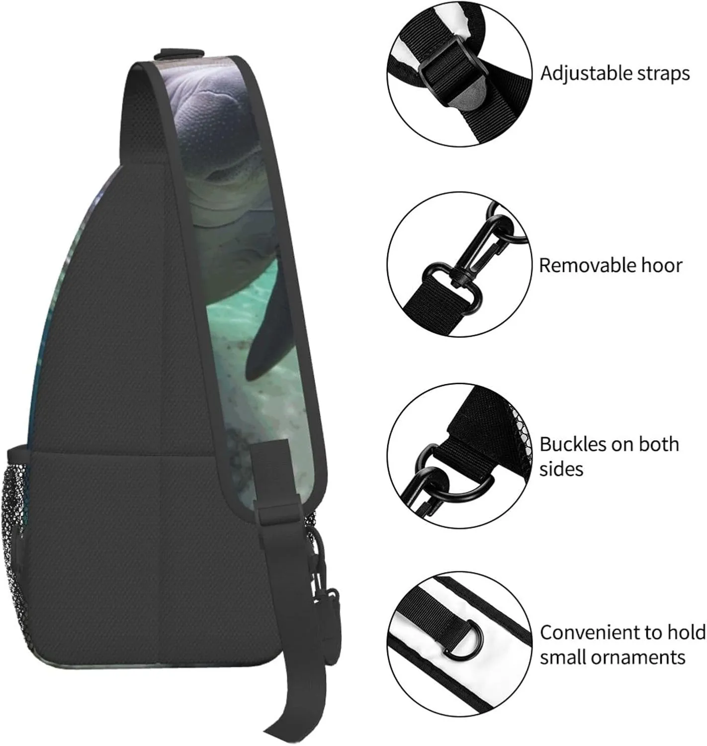 Cross Chest Bag Diagonally Sling Backpack Crossbody Shoulder Bag Cute Sea Animal Manatee Sling Bag Travel Hiking Daypack