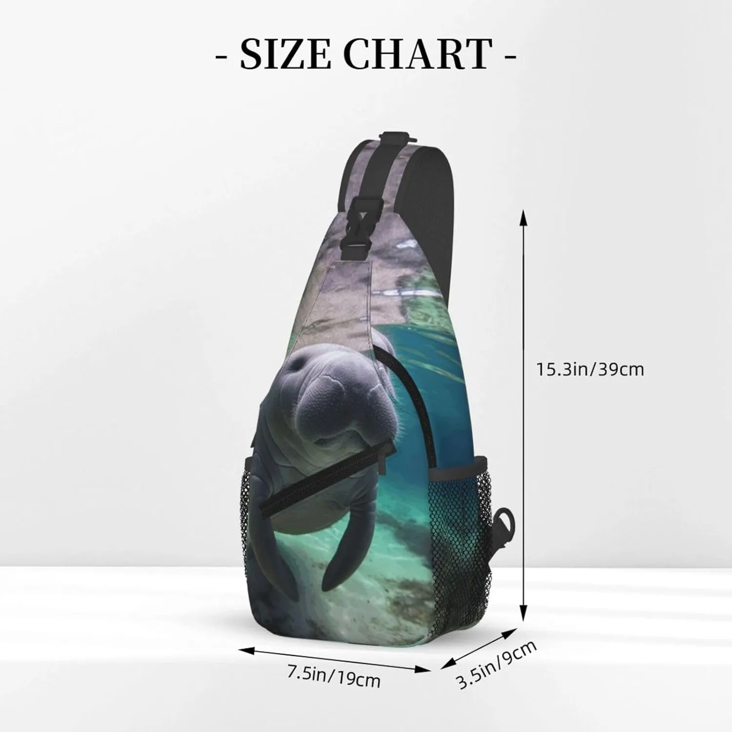 Cross Chest Bag Diagonally Sling Backpack Crossbody Shoulder Bag Cute Sea Animal Manatee Sling Bag Travel Hiking Daypack