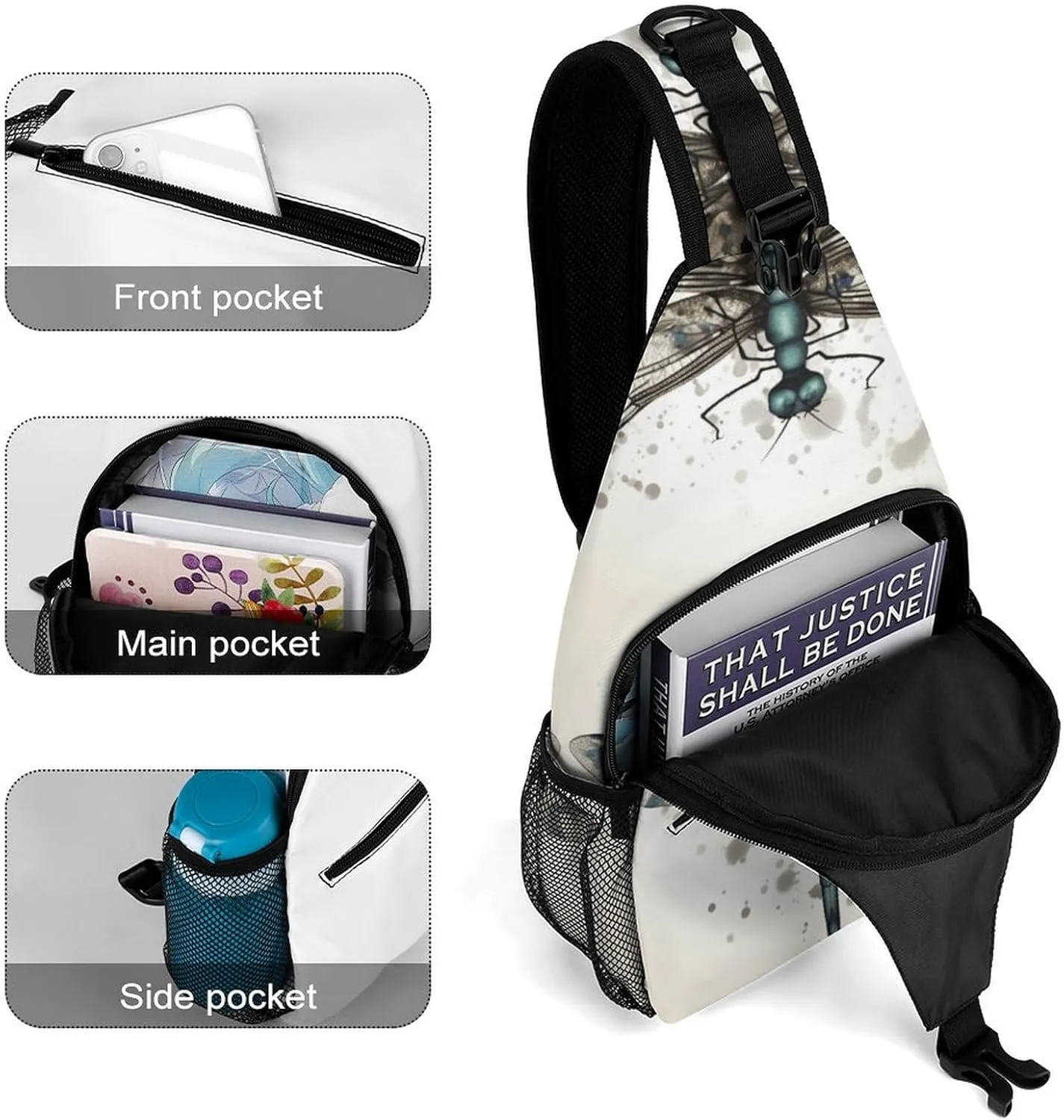 Crossbody Bag for Women Men Chest Bag Meat Slices Pattern Sling Bag Crossbody Shoulder Bag Sling Backpack