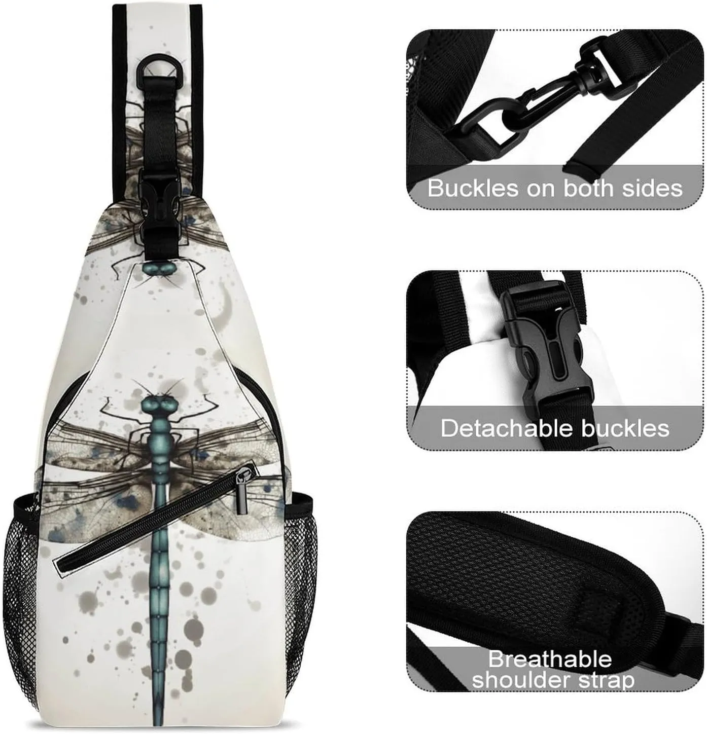 Crossbody Bag for Women Men Chest Bag Meat Slices Pattern Sling Bag Crossbody Shoulder Bag Sling Backpack