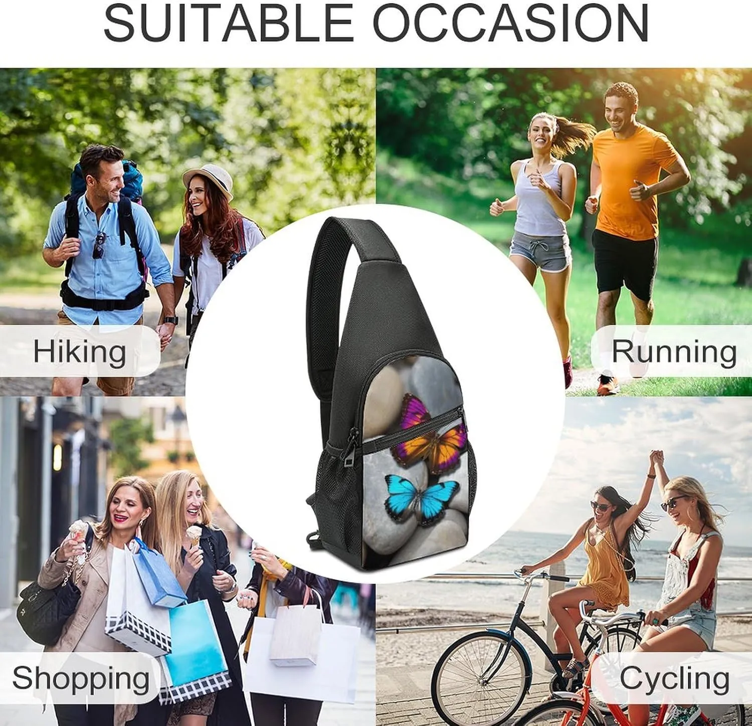 Crossbody Bag for Women Men Sling Bag Colorful Buttons Chest Bag Crossbody Adjustable Shoulder Bag
