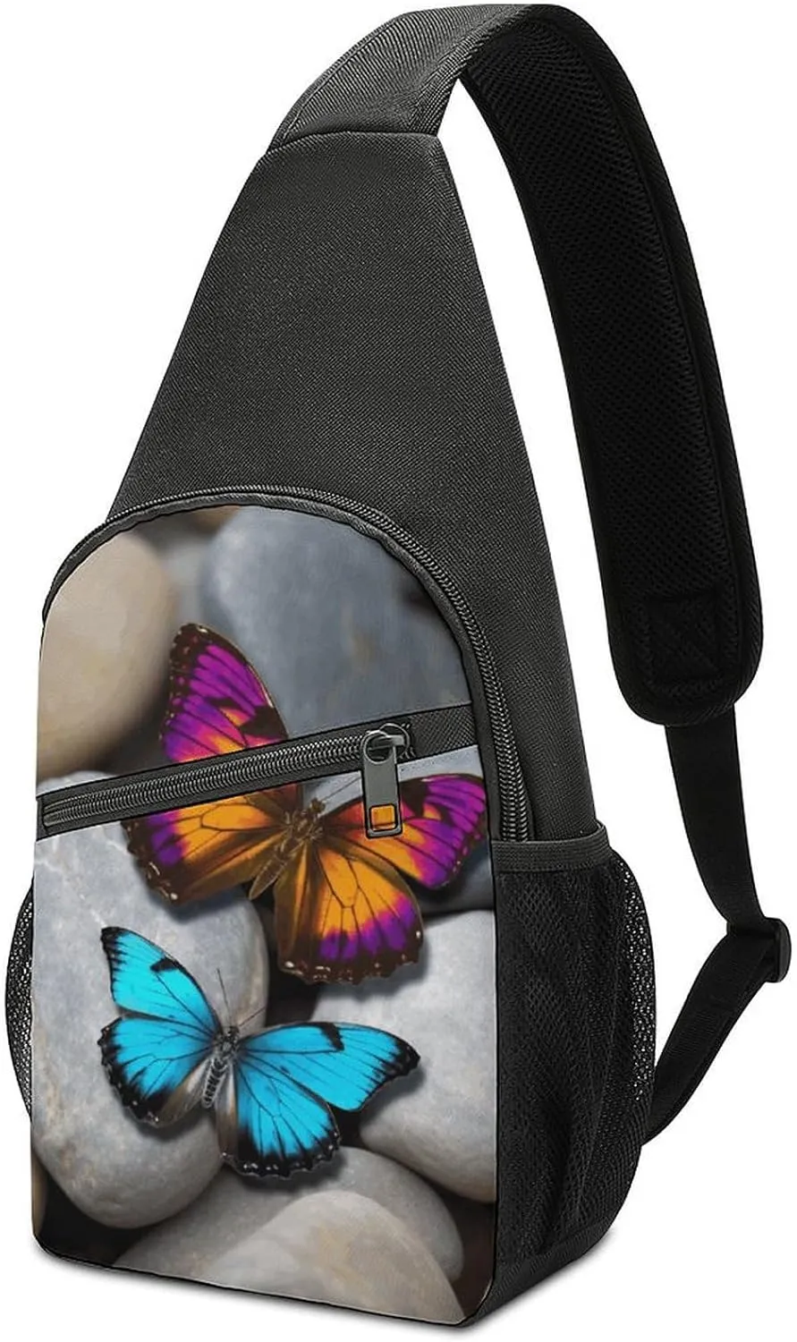 Crossbody Bag for Women Men Sling Bag Colorful Buttons Chest Bag Crossbody Adjustable Shoulder Bag