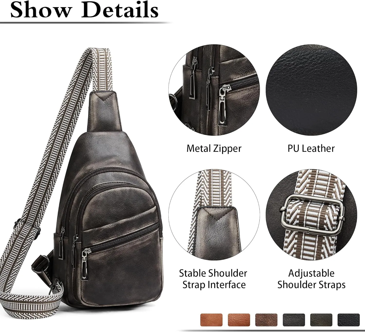 Crossbody Bags for Women Men Sling Bag 5 Pockets Fanny Pack Sling Backpack Chest Daypack Travel Purse Anti Theft