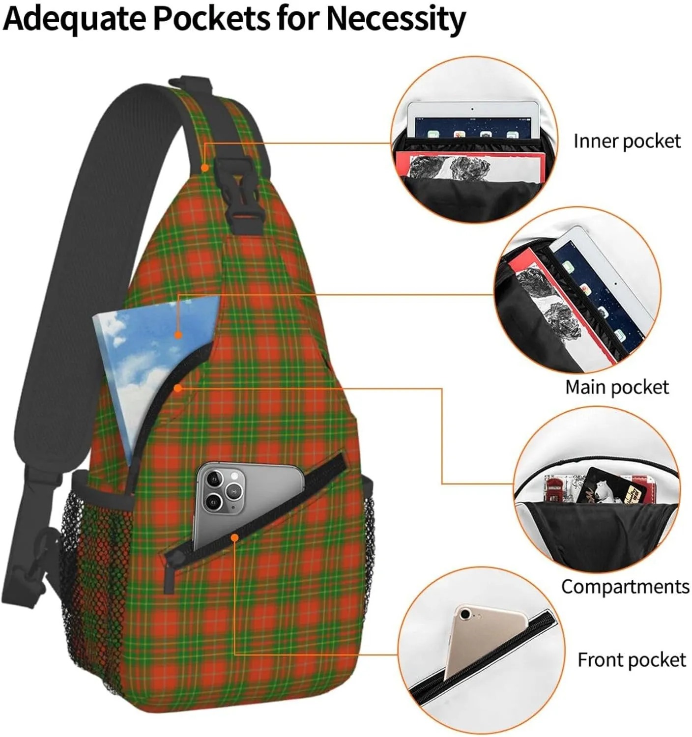 Crossbody Sling Backpack Clan Burnett Ancient Tartan Shoulder Chest Bag Daypack for Traveling Sport