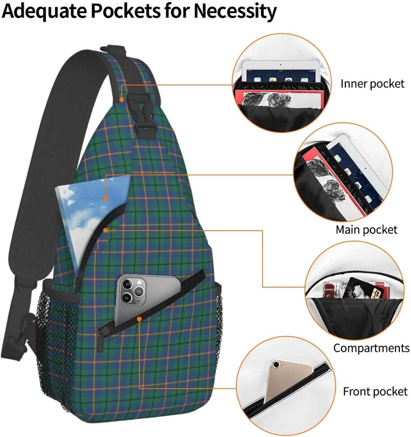 Crossbody Sling Backpack Clan Carmichael Ancient Tartan Shoulder Chest Bag Daypack for Traveling Sport