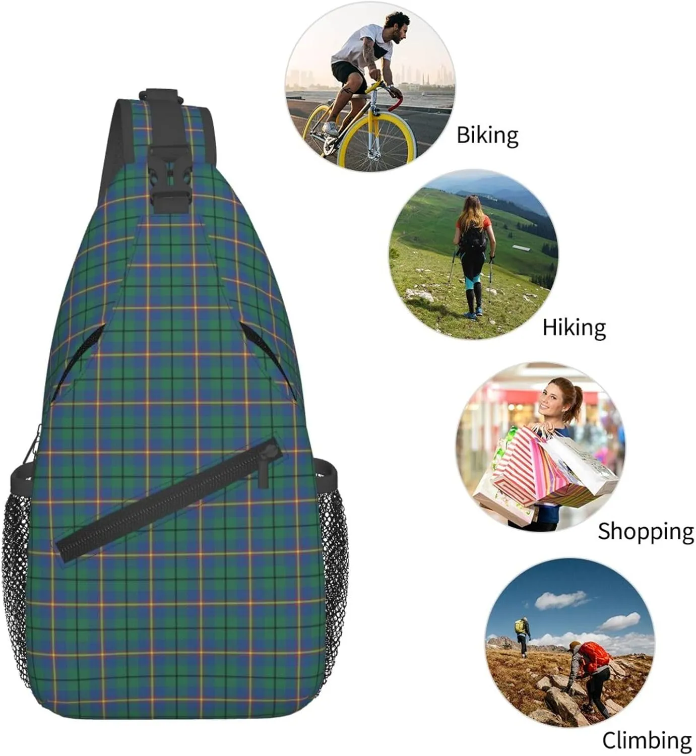 Crossbody Sling Backpack Clan Carmichael Ancient Tartan Shoulder Chest Bag Daypack for Traveling Sport