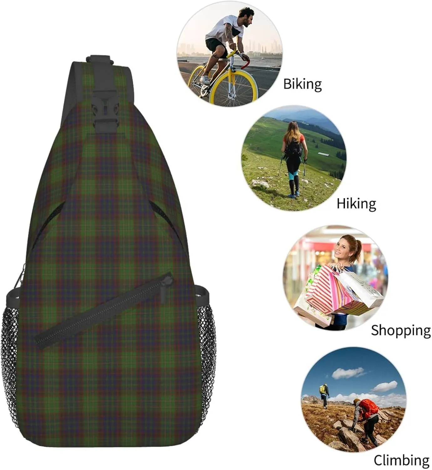 Crossbody Sling Backpack Clan Cunningham Hunting Modern Tartan Shoulder Chest Bag Daypack for Traveling Sport