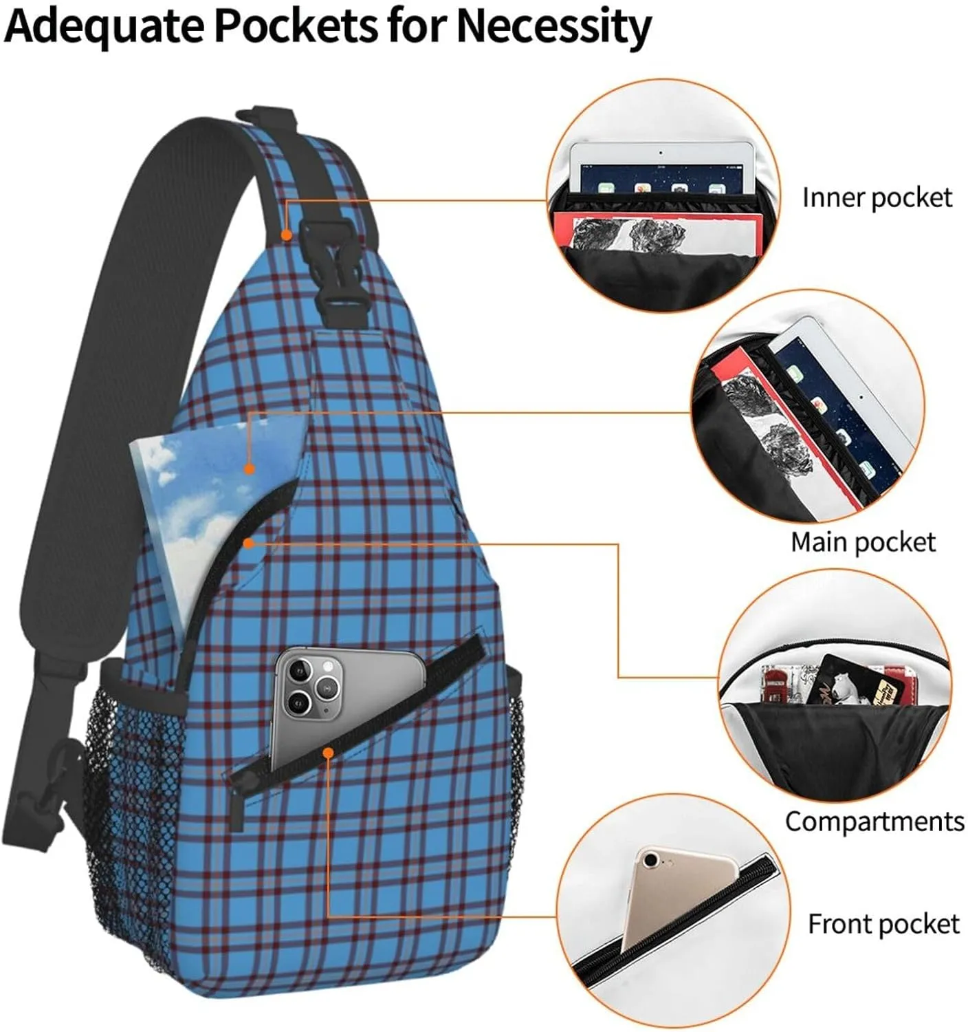 Crossbody Sling Backpack Clan Elliot Ancient Tartan Shoulder Chest Bag Daypack for Traveling Sport
