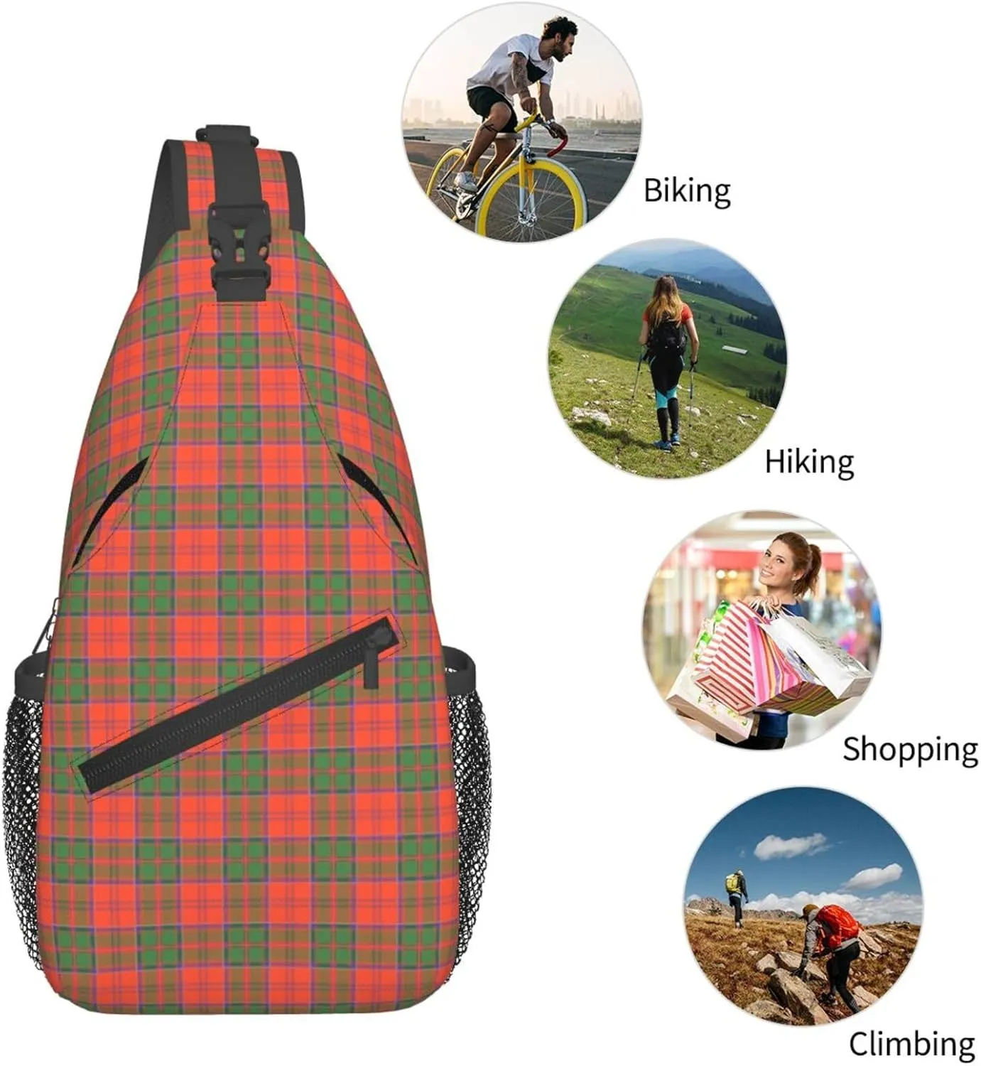 Crossbody Sling Backpack Clan Grant Ancient Tartan Shoulder Chest Bag Daypack for Traveling Sport