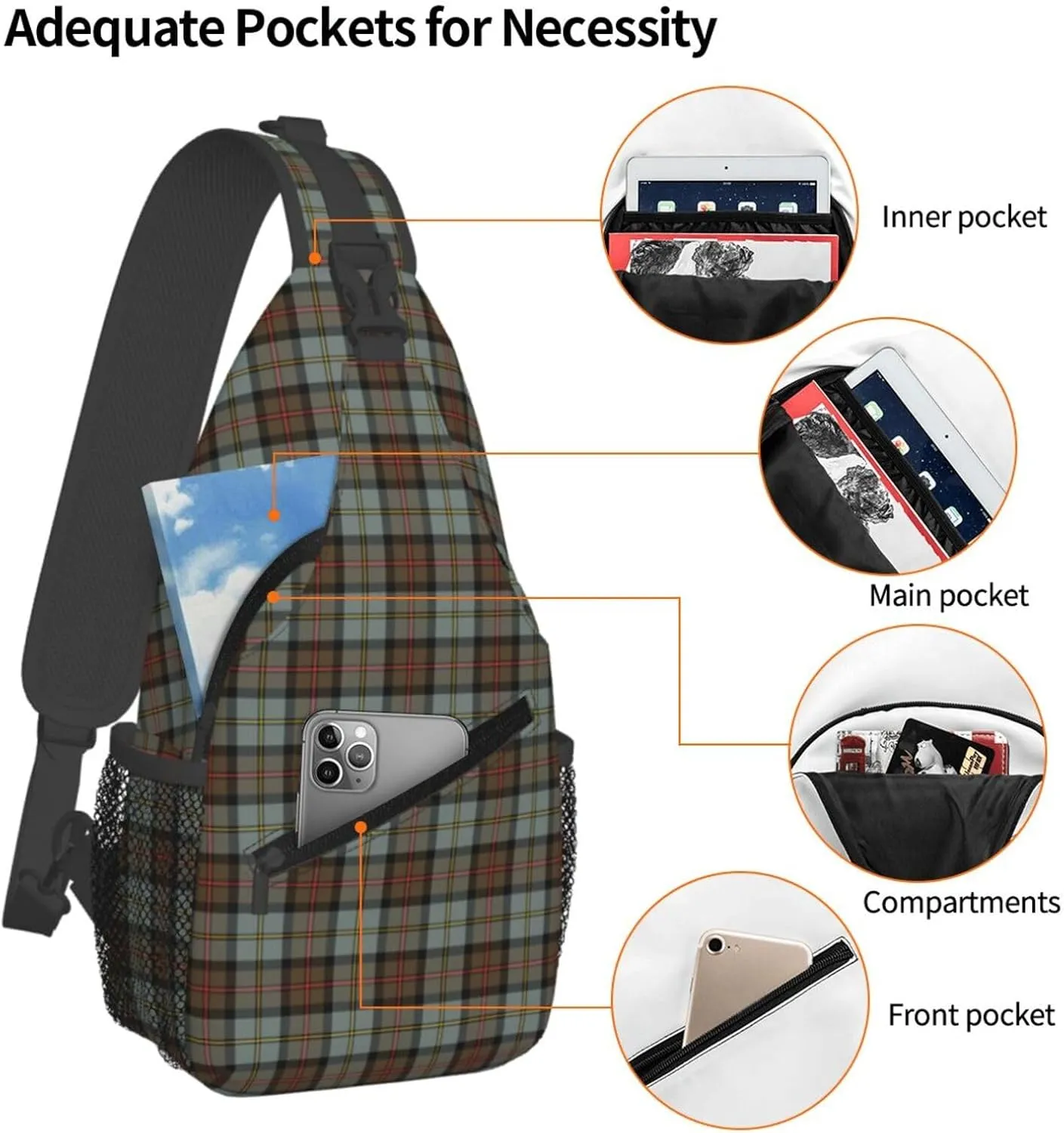 Crossbody Sling Backpack Clan MacLeod of Harris Weathered Tartan Shoulder Chest Bag Daypack for Traveling Sport