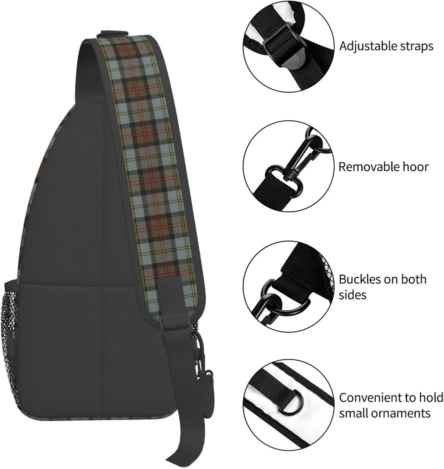 Crossbody Sling Backpack Clan MacLeod of Harris Weathered Tartan Shoulder Chest Bag Daypack for Traveling Sport