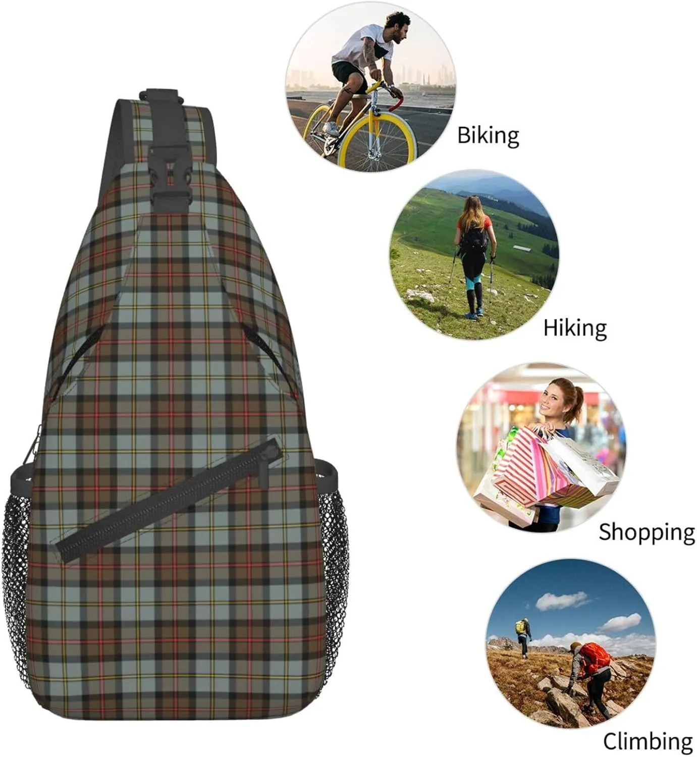 Crossbody Sling Backpack Clan MacLeod of Harris Weathered Tartan Shoulder Chest Bag Daypack for Traveling Sport