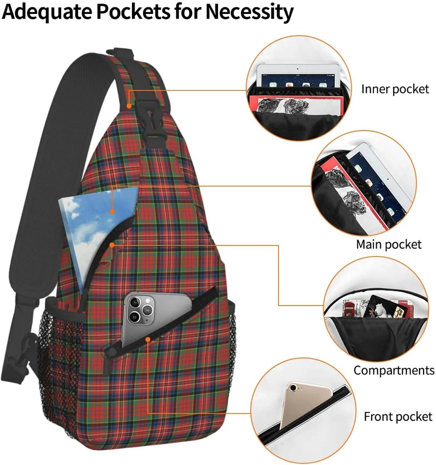 Crossbody Sling Backpack Clan MacPherson Ancient Tartan Shoulder Chest Bag Daypack for Traveling Sport