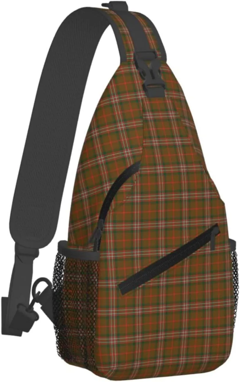 Crossbody Sling Backpack Clan Scott Brown Modern Tartan Shoulder Chest Bag Daypack for Traveling Sport