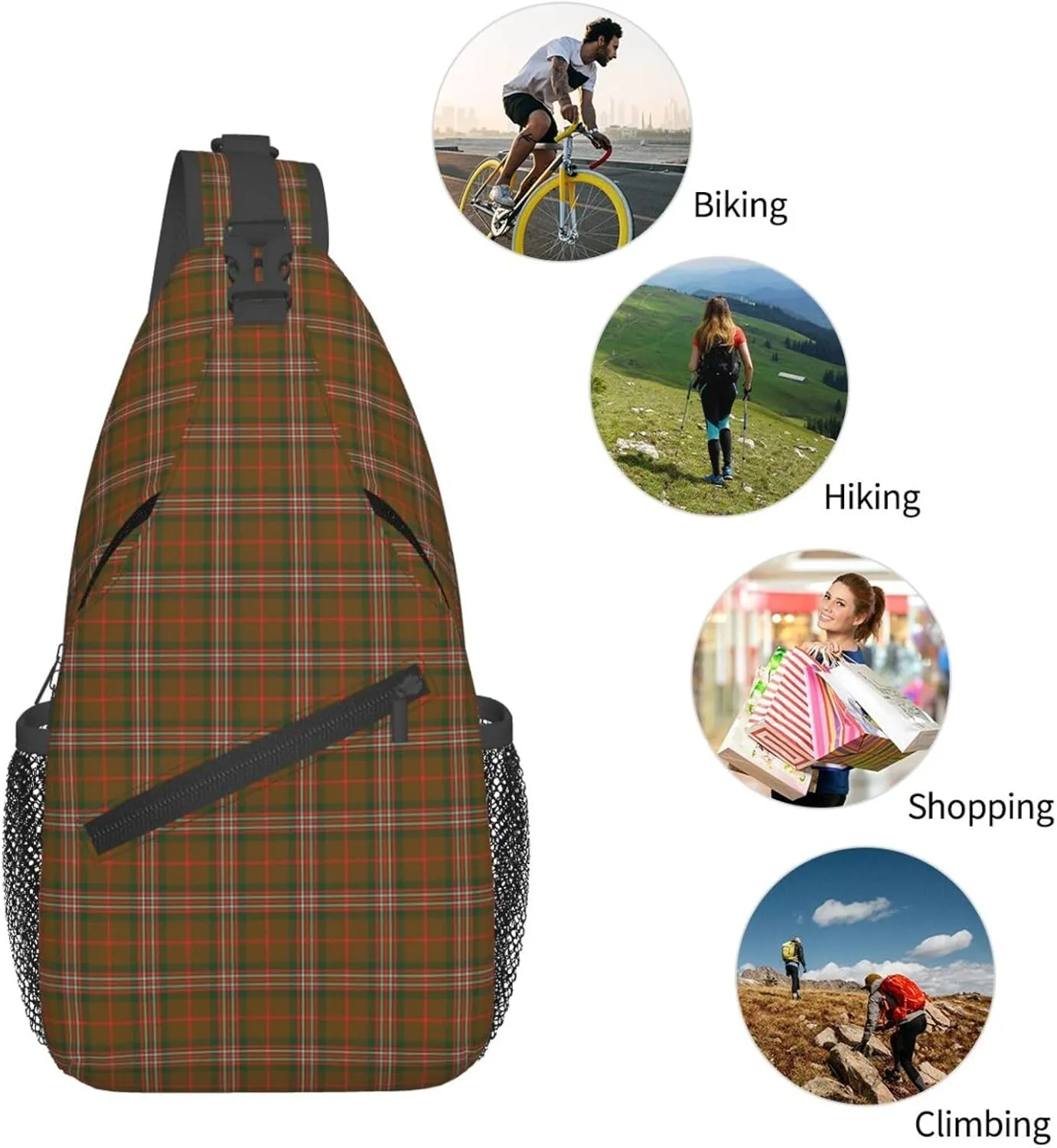 Crossbody Sling Backpack Clan Scott Brown Modern Tartan Shoulder Chest Bag Daypack for Traveling Sport