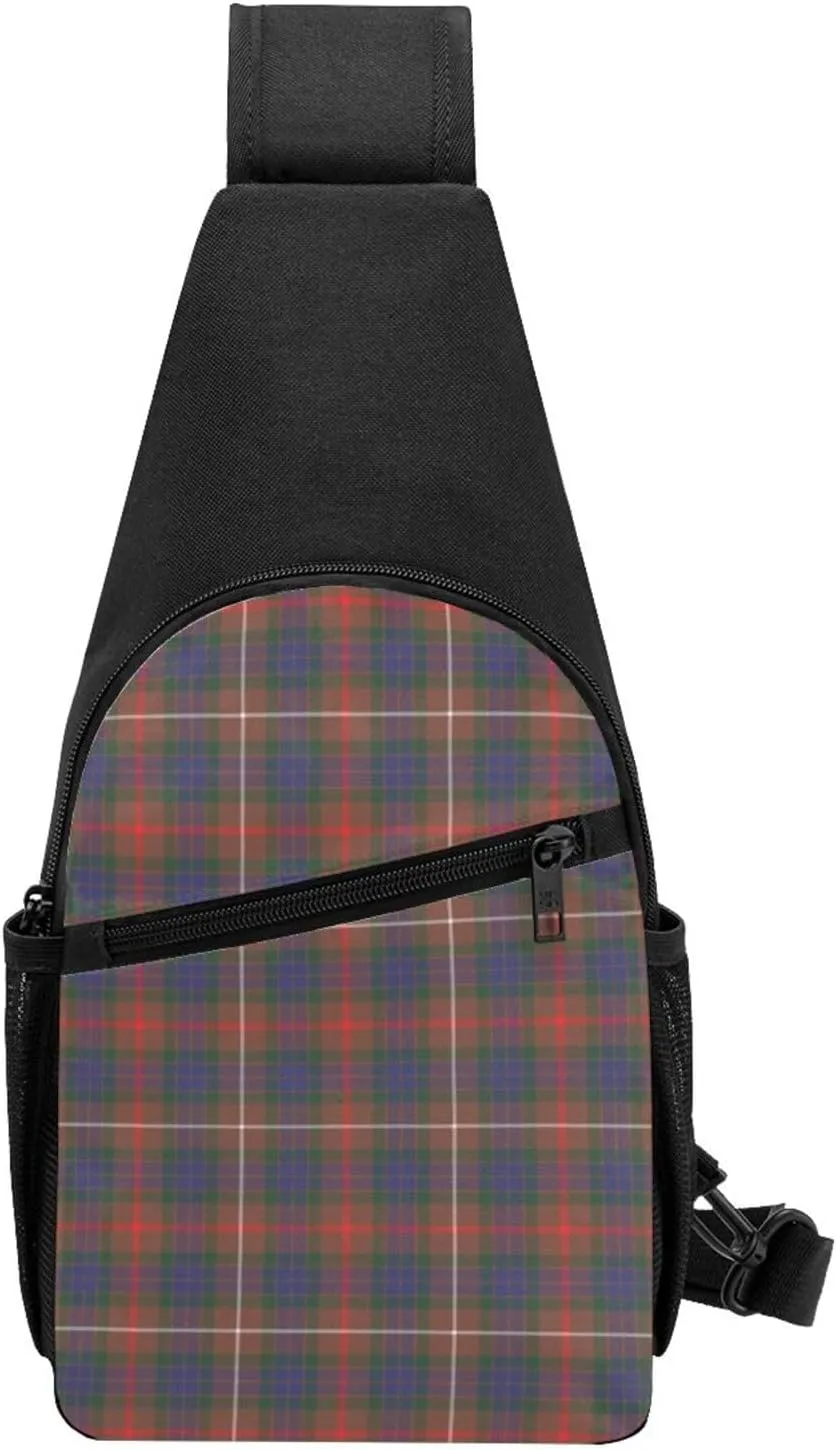 Crossbody Sling Backpack Fraser Hunting Modern Tartan Shoulder Chest Bag Daypack for Traveling Sport