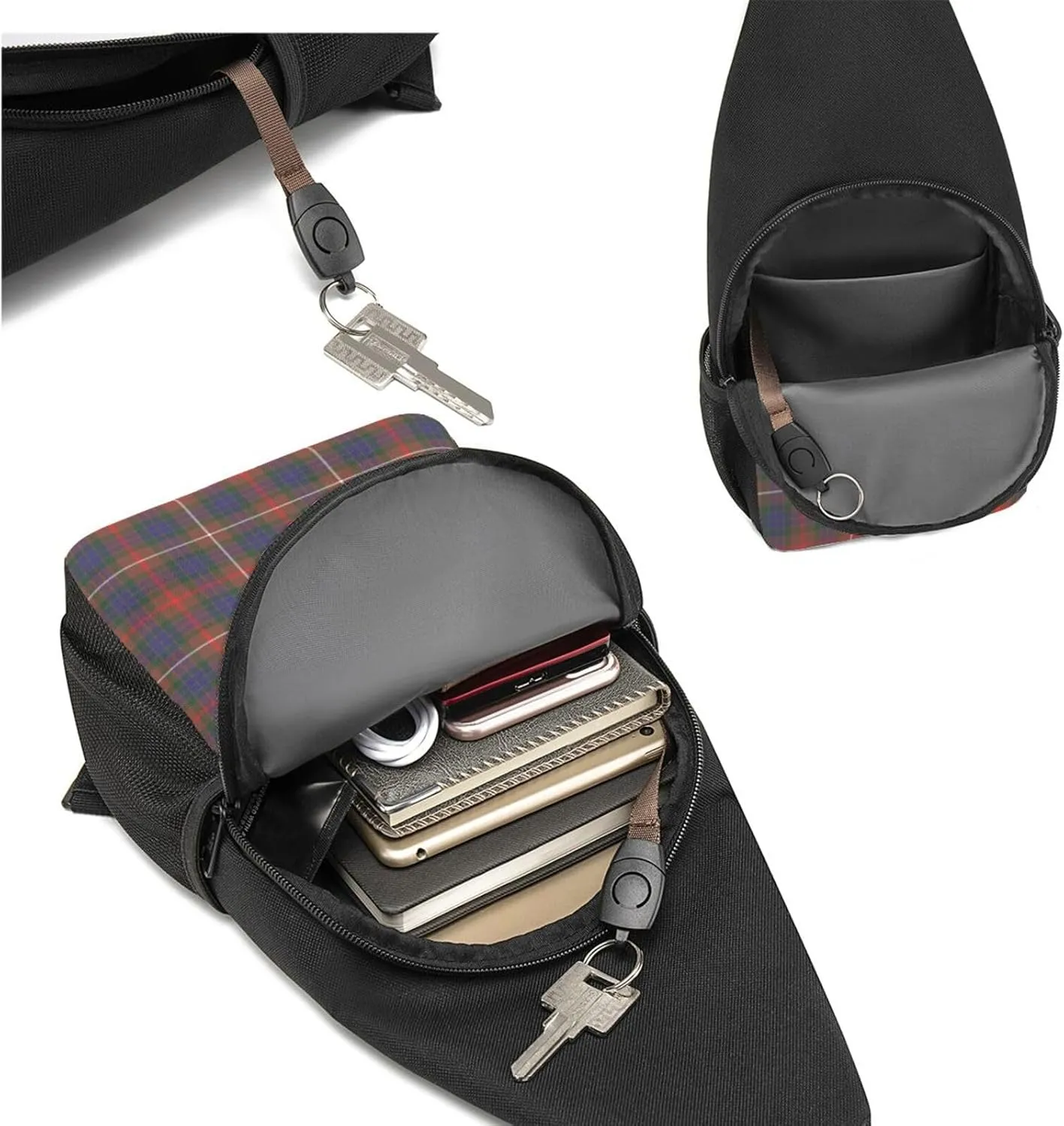 Crossbody Sling Backpack Fraser Hunting Modern Tartan Shoulder Chest Bag Daypack for Traveling Sport
