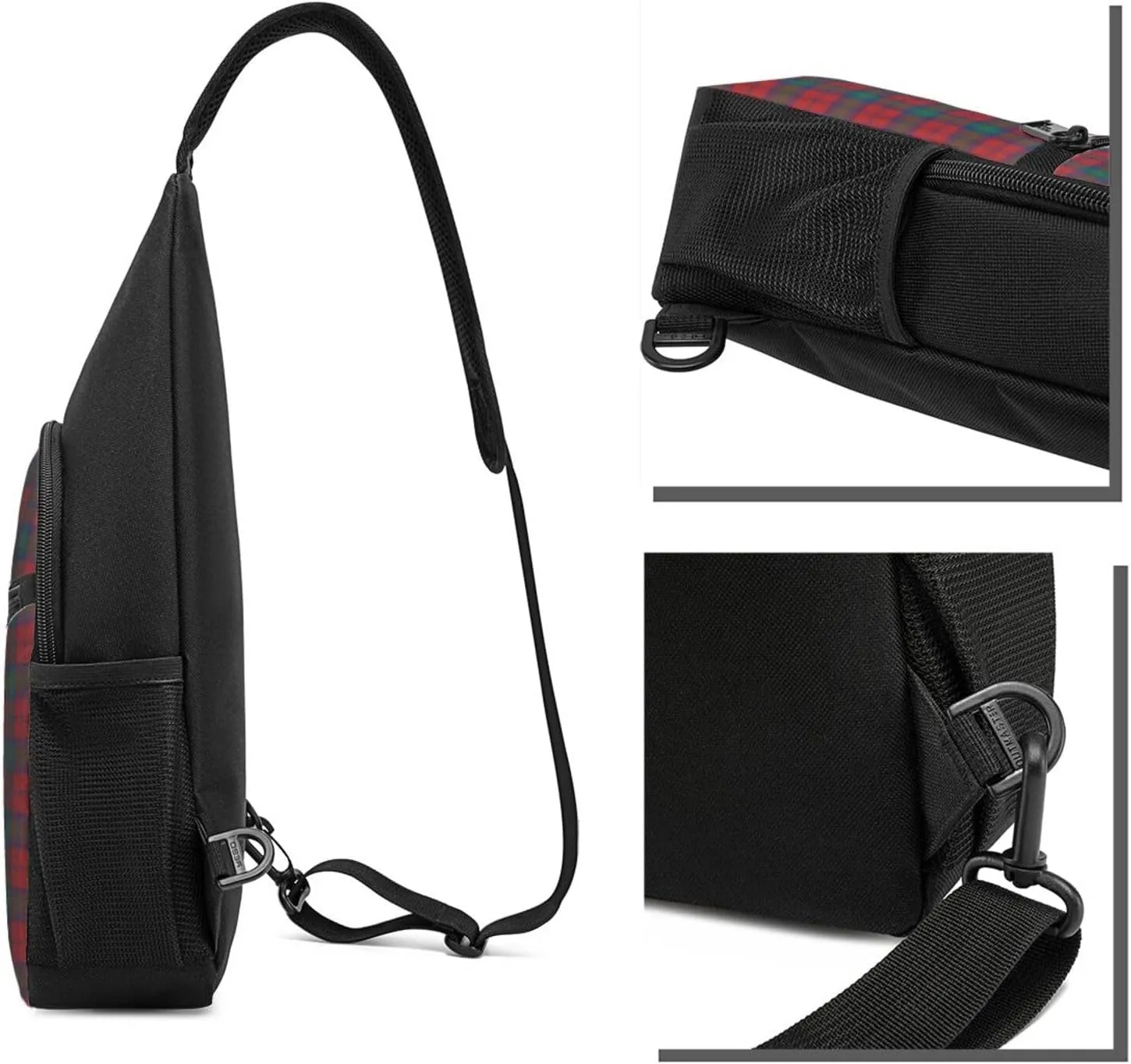 Crossbody Sling Backpack Lindsay Modern Tartan Shoulder Chest Bag Daypack for Traveling Sport