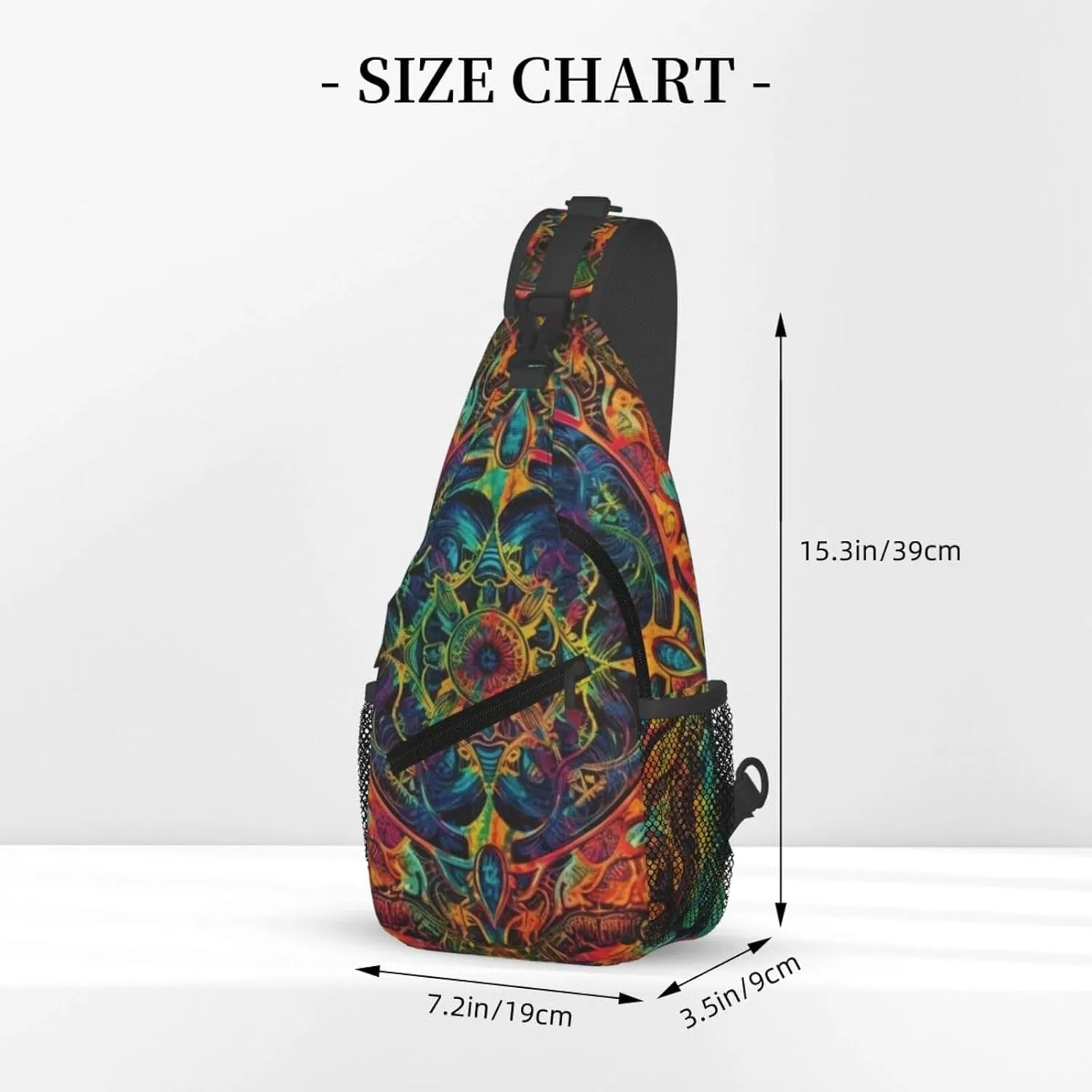 Crossbody Sling Backpack Sling Bag For Men Women Cross Chest Bag Shoulder Bag Colorful Tie-Dye Print Travel Hiking Daypack