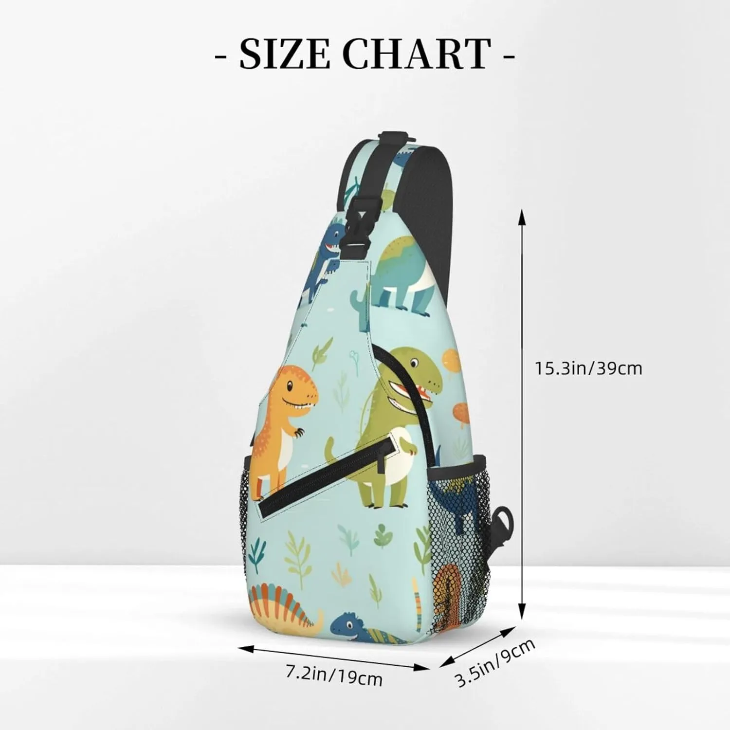Crossbody Sling Backpack Sling Bag For Men Women Cross Chest Bag Shoulder Bag Dinosaur Print Travel Hiking Daypack