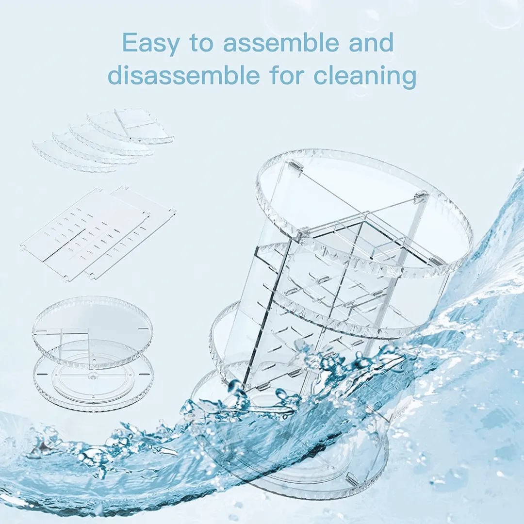 Crystal Acrylic Rotating Cosmetic Organizer Holder