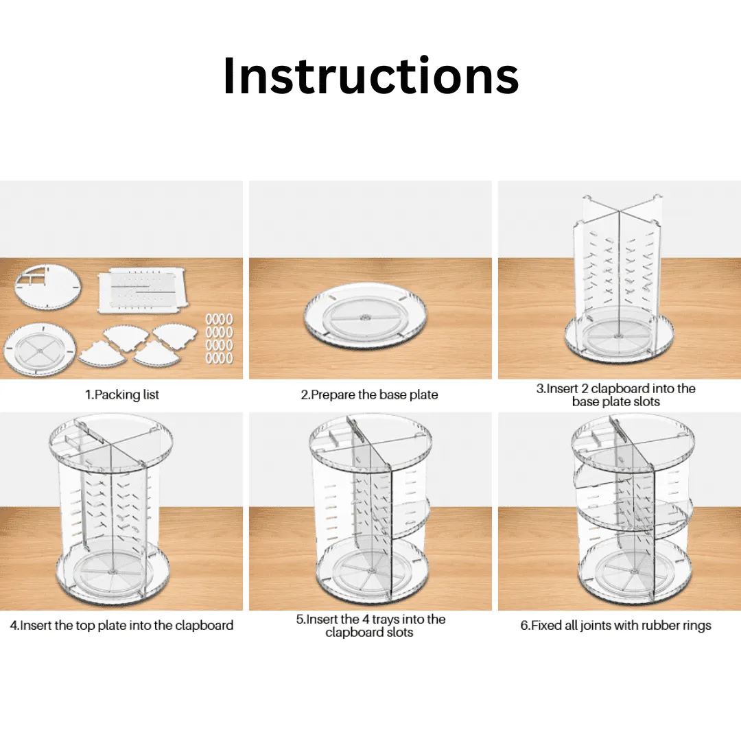 Crystal Acrylic Rotating Cosmetic Organizer Holder