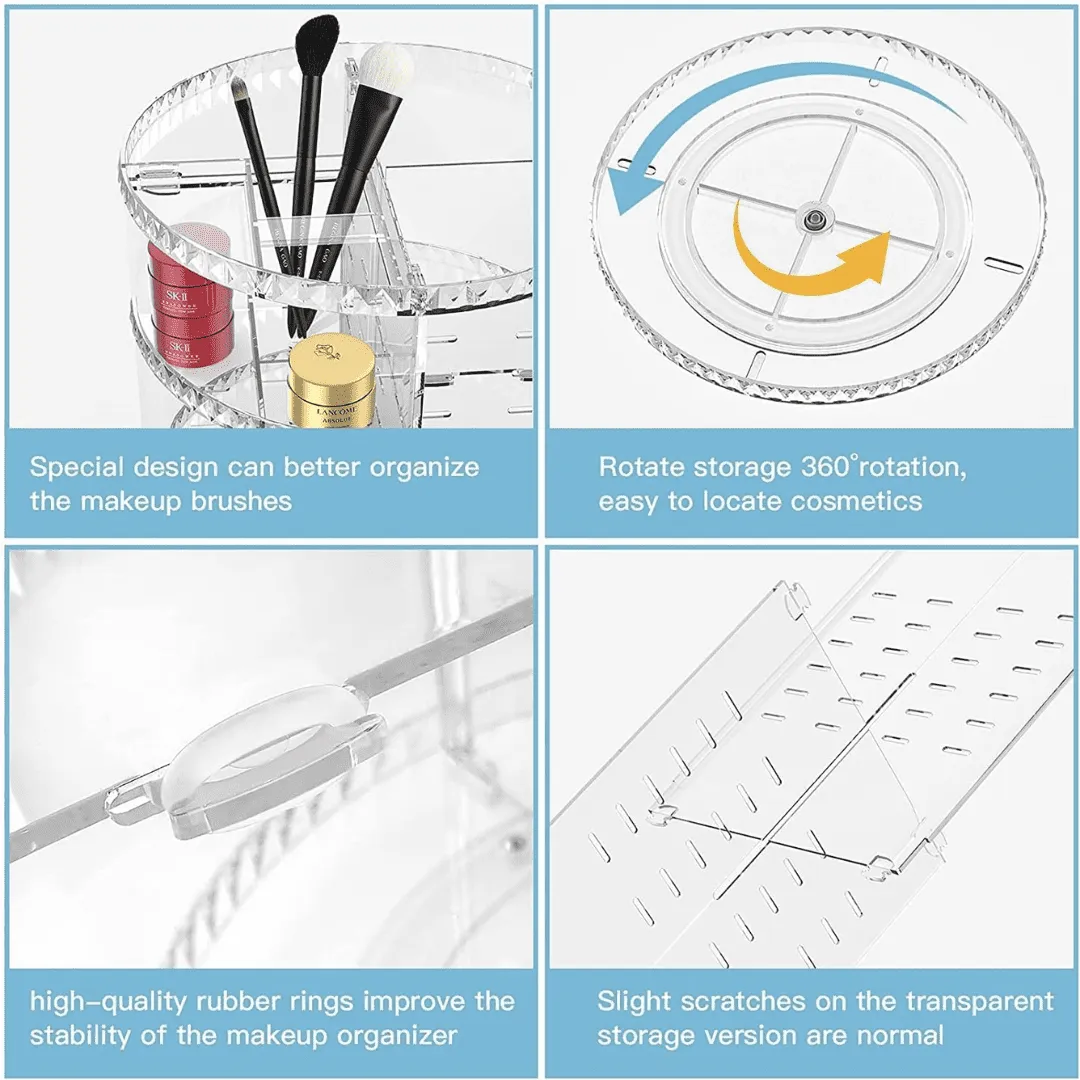 Crystal Acrylic Rotating Cosmetic Organizer Holder