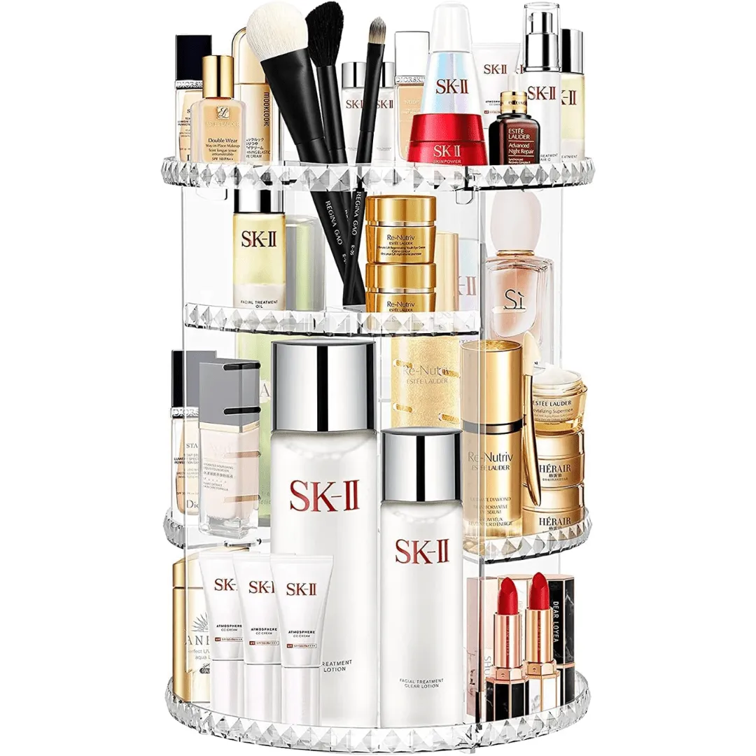 Crystal Acrylic Rotating Cosmetic Organizer Holder