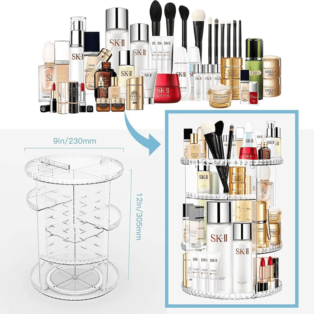 Crystal Acrylic Rotating Cosmetic Organizer Holder