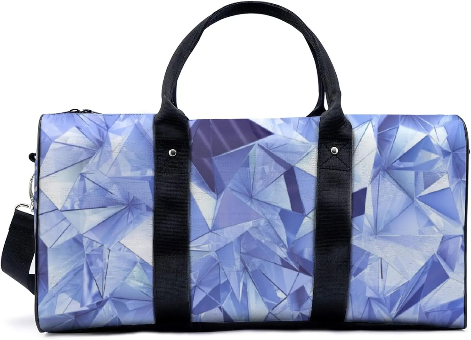Crystal Clear Crystal Travel Luggage Duffel Bag with Adjustable Strap Geometric Triangle Sports Bag Lightweight Canvas Gym Tote Bag for Men and Women