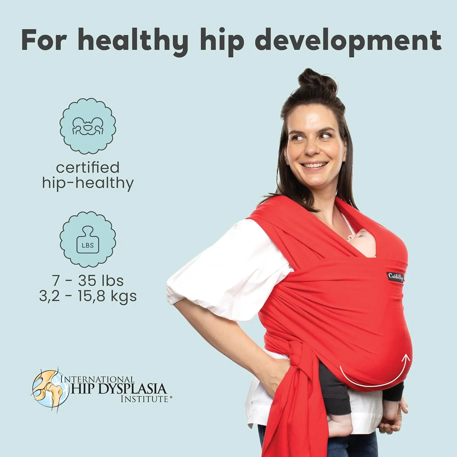 CuddleBug Baby Wrap Sling   Carrier - Newborns & Toddlers up to 36 lbs - Hands Free - Gentle, Stretch Fabric - Ideal for Baby Showers - One Size Fits All (Red)