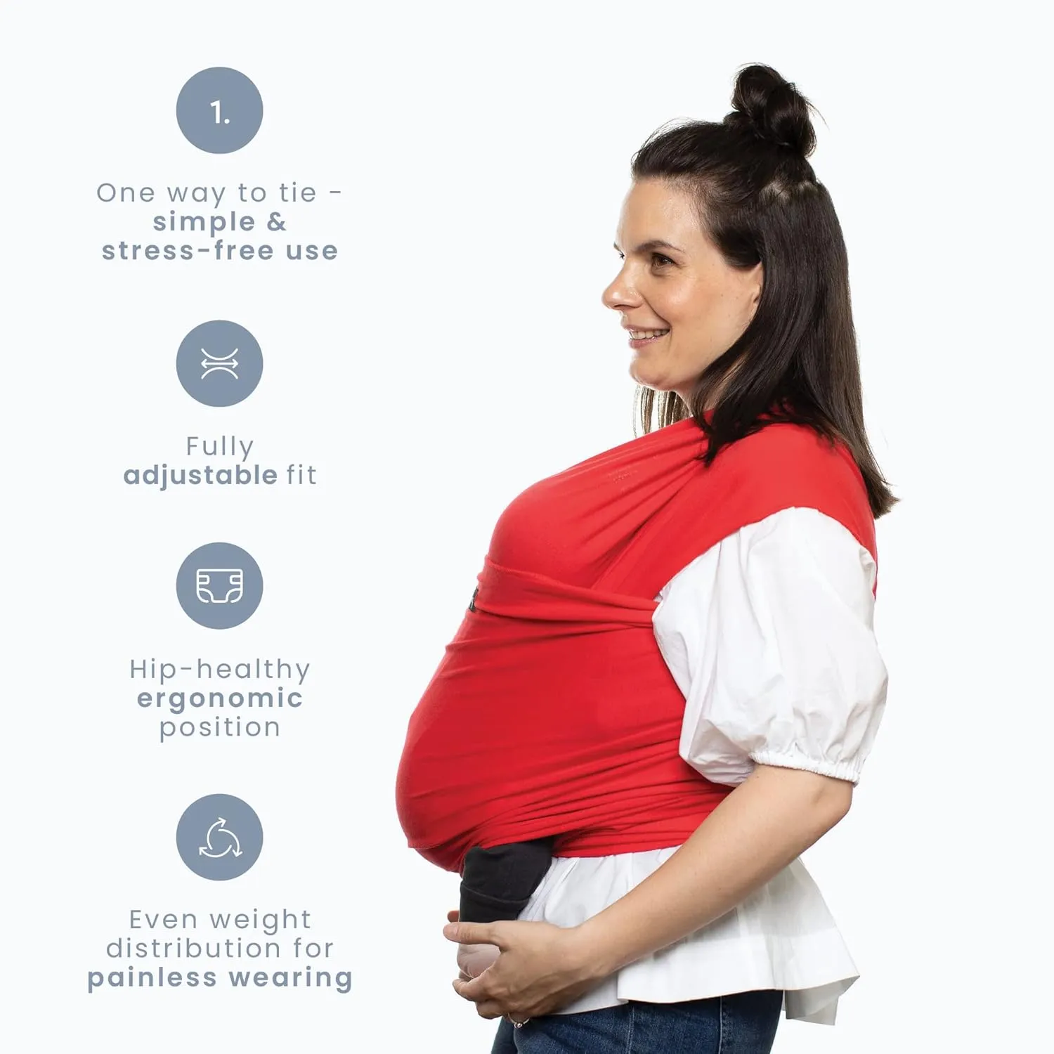 CuddleBug Baby Wrap Sling   Carrier - Newborns & Toddlers up to 36 lbs - Hands Free - Gentle, Stretch Fabric - Ideal for Baby Showers - One Size Fits All (Red)
