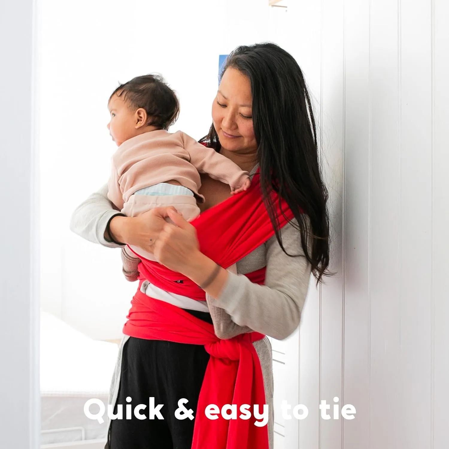 CuddleBug Baby Wrap Sling   Carrier - Newborns & Toddlers up to 36 lbs - Hands Free - Gentle, Stretch Fabric - Ideal for Baby Showers - One Size Fits All (Red)