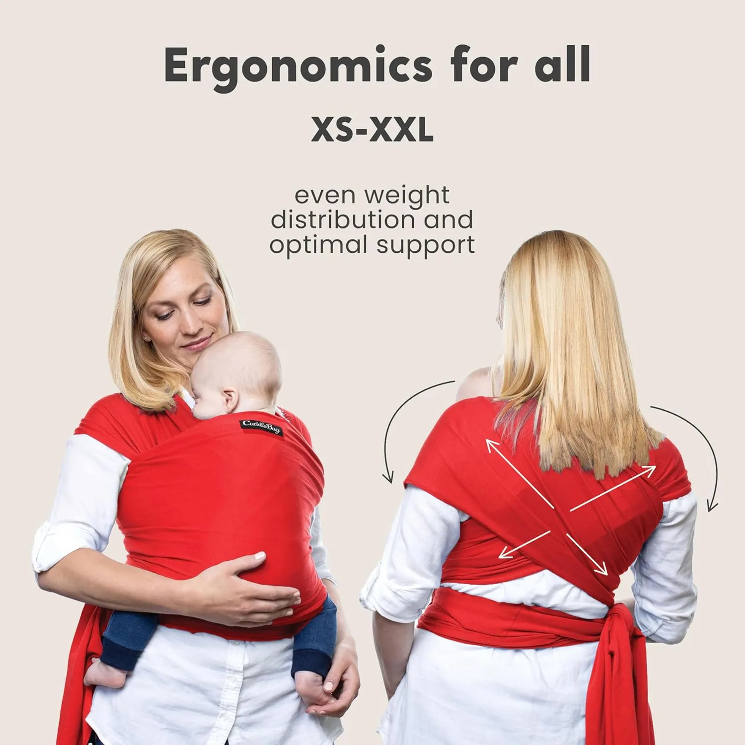 CuddleBug Baby Wrap Sling   Carrier - Newborns & Toddlers up to 36 lbs - Hands Free - Gentle, Stretch Fabric - Ideal for Baby Showers - One Size Fits All (Red)
