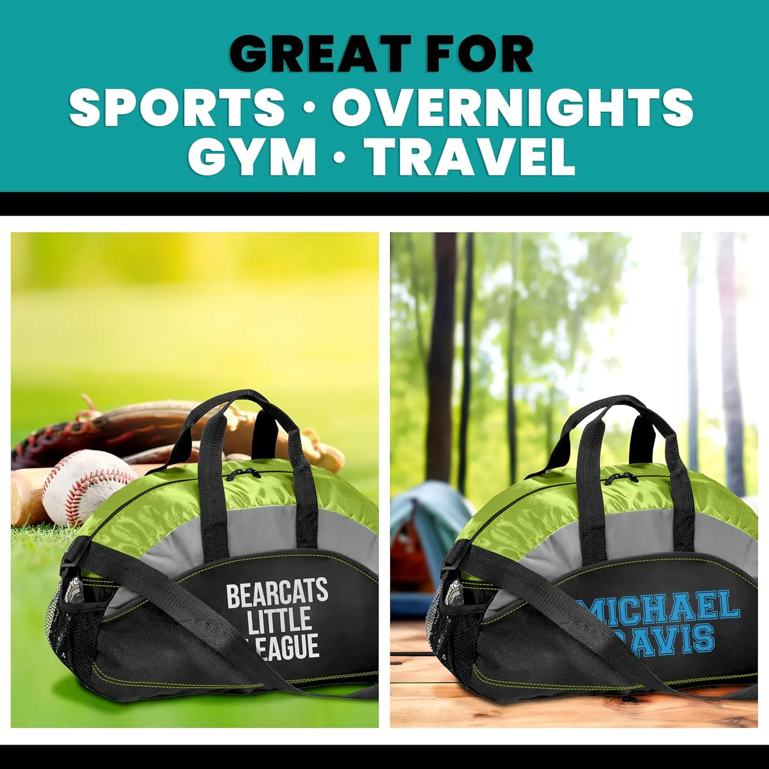 Custom Athletic Travel Duffel Bag - Add Your Custom Text