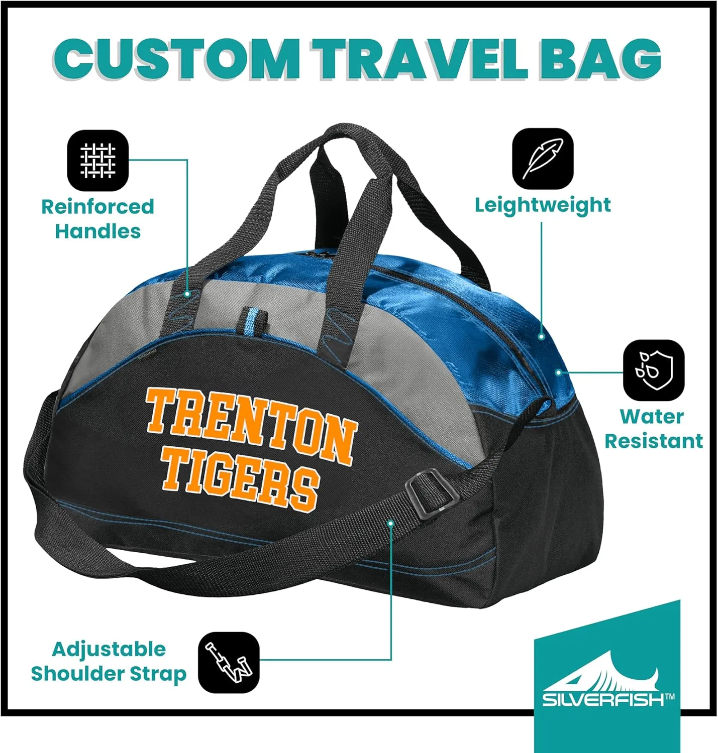 Custom Athletic Travel Duffel Bag - Add Your Custom Text