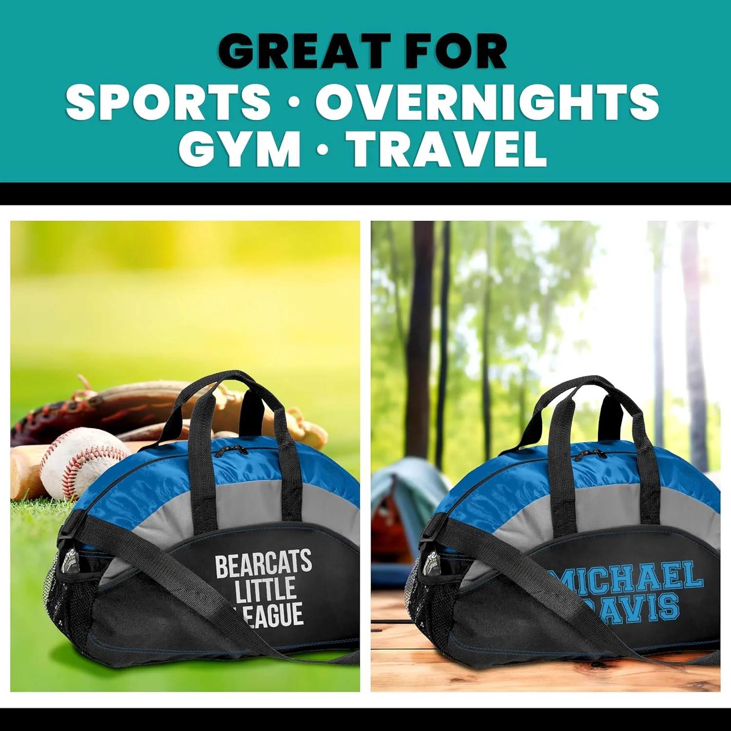 Custom Athletic Travel Duffel Bag - Add Your Custom Text