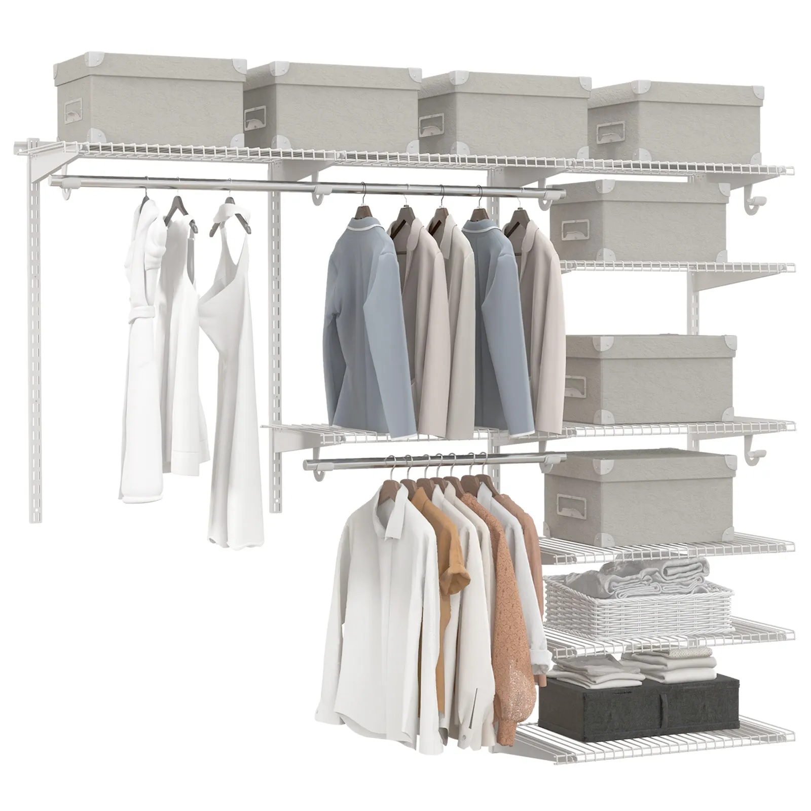 Custom Closet Organizer System Kit with Shelves
