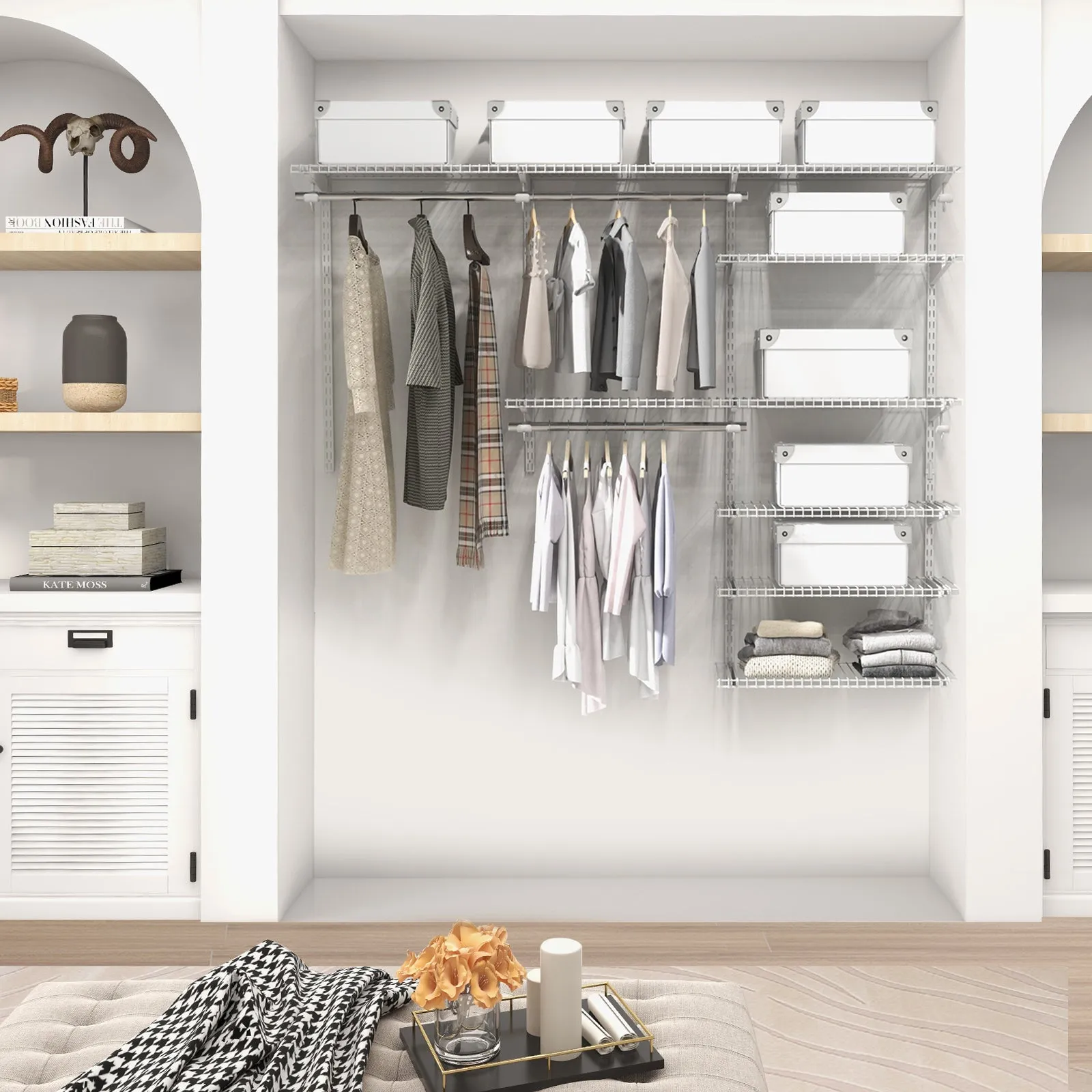 Custom Closet Organizer System Kit with Shelves