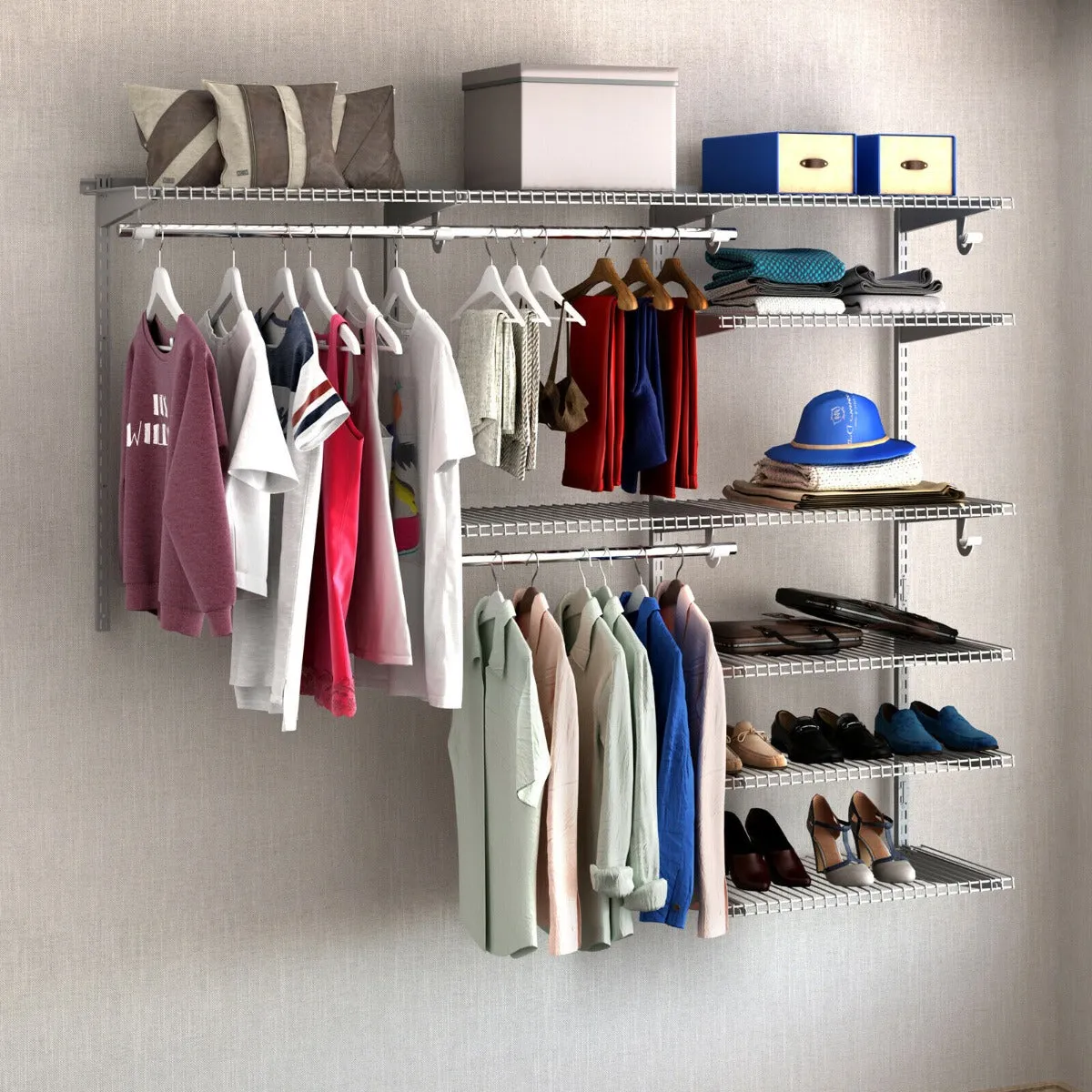 Custom Closet Organizer System Kit with Shelves