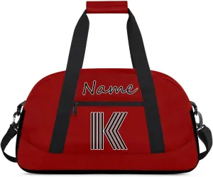Custom Gym Bag for Women Men, Personalized Initial Duffel Bag with Name, Small Sports Gym Bag Travel Duffle Bag Weekender Carry On Overnight Bags Dark Red