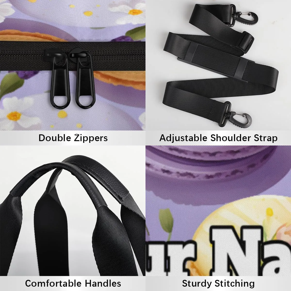 Custom Gym Bag for Women Men with Name, Personalized Macaroon Duffel Bag for Sports, Waterproof Dance Bag, Lightweight Carryon Gym Bag, Daisy
