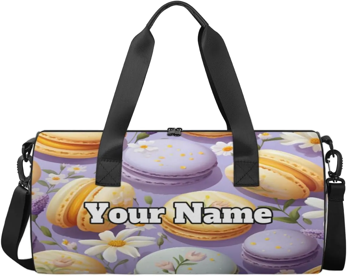 Custom Gym Bag for Women Men with Name, Personalized Macaroon Duffel Bag for Sports, Waterproof Dance Bag, Lightweight Carryon Gym Bag, Daisy