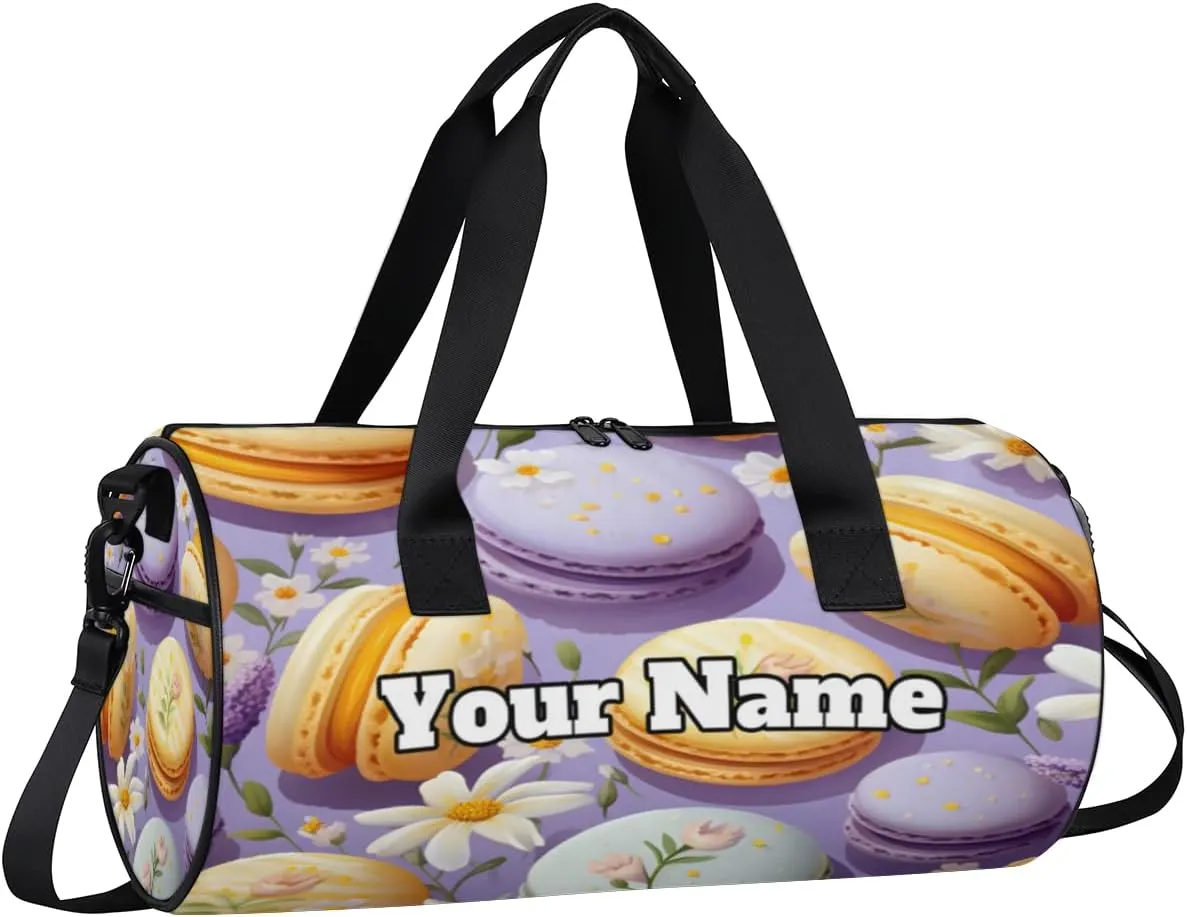 Custom Gym Bag for Women Men with Name, Personalized Macaroon Duffel Bag for Sports, Waterproof Dance Bag, Lightweight Carryon Gym Bag, Daisy