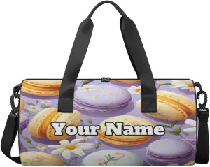 Custom Gym Bag for Women Men with Name, Personalized Macaroon Duffel Bag for Sports, Waterproof Dance Bag, Lightweight Carryon Gym Bag, Daisy