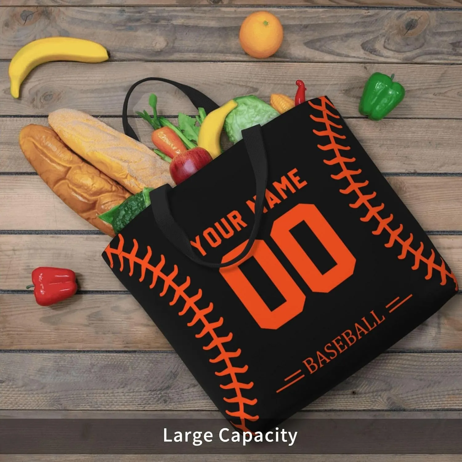Custom Shoulder Bag Handbag,Personalized Custom Baseball Style Tote Bag,Large Shoulder Tote for Women Men Gift