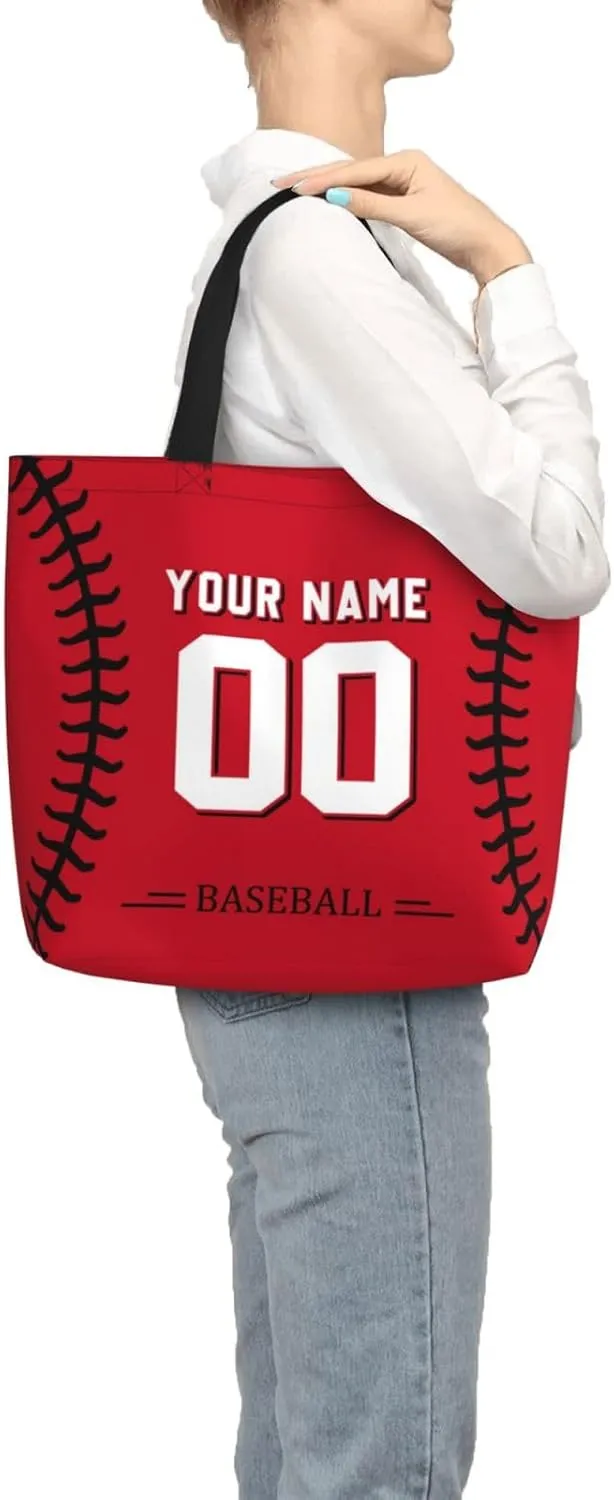 Custom Shoulder Bag Handbag,Personalized Custom Baseball Style Tote Bag,Large Shoulder Tote for Women Men Gift