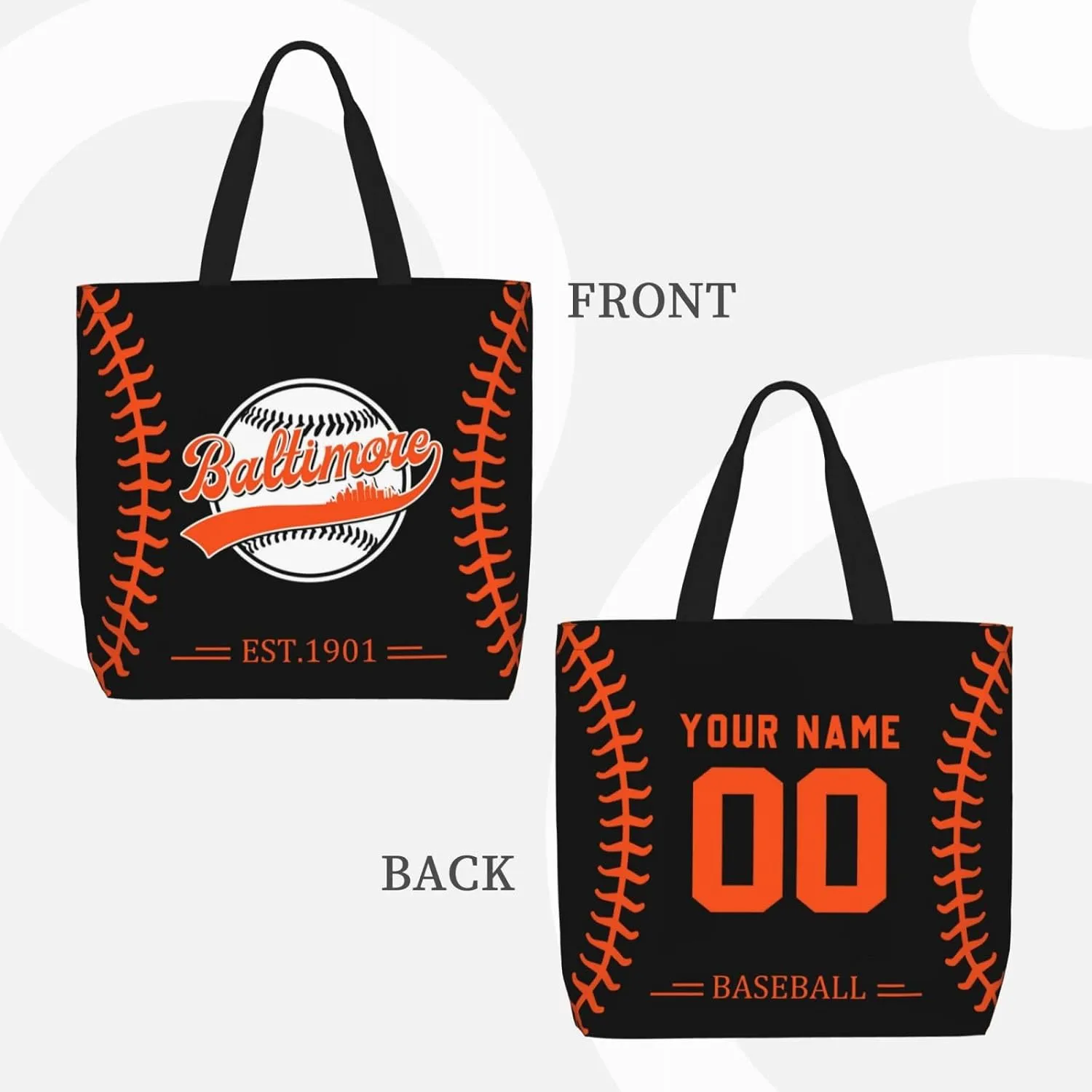 Custom Shoulder Bag Handbag,Personalized Custom Baseball Style Tote Bag,Large Shoulder Tote for Women Men Gift