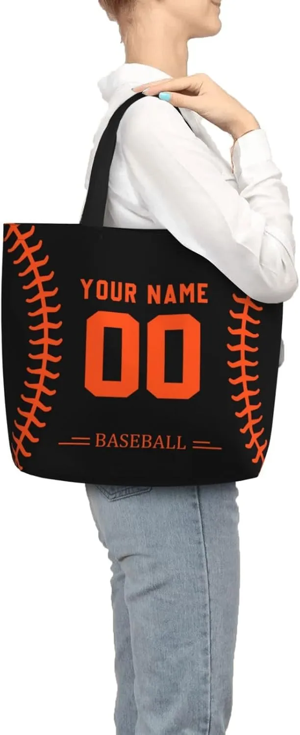 Custom Shoulder Bag Handbag,Personalized Custom Baseball Style Tote Bag,Large Shoulder Tote for Women Men Gift